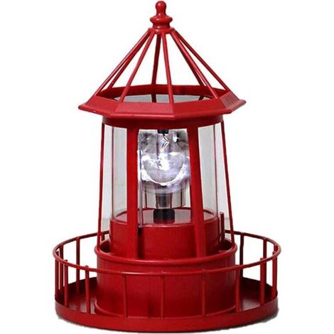 Lampe Solaire Jardin 360 Degrés Rotative Phare Étanche LED Décoration Extérieur (1/4)