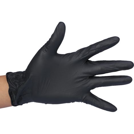 Gants d'examen texturés en nitrile noir, sans latex, pour tatouage, jetables, poudre, 100 pièces/boîte, taille S. (1/2)