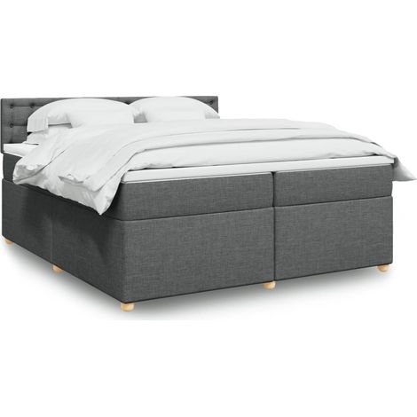 Boxspringbett mit Matratze Dunkelgrau 200x200 cm Stoff (1/5)