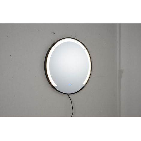 COSTWAY Specchio da bagno con illuminazione Ø 60 cm, specchio da parete rotondo antiappannamento, 3 colori di luce, luminosità regolabile, cornice in alluminio, per bagni, salotti, hotel