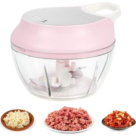 Hachoir Manuel, Hachoir à Oignon, Coupe oignon, Lames en acier inoxydable, Facile à Nettoyer Hachoir Oignon Manuel pour Legumes, Fruit & Salade-Rose (1/5)