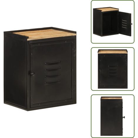 Badschrank 40x30x50 cm Eisen und Massivholz Mango - Badezimmer Schrank - Holz Badschrank - Mangoholz Badschrank - Eisen Badschrank - Aufbewahrungsschrank