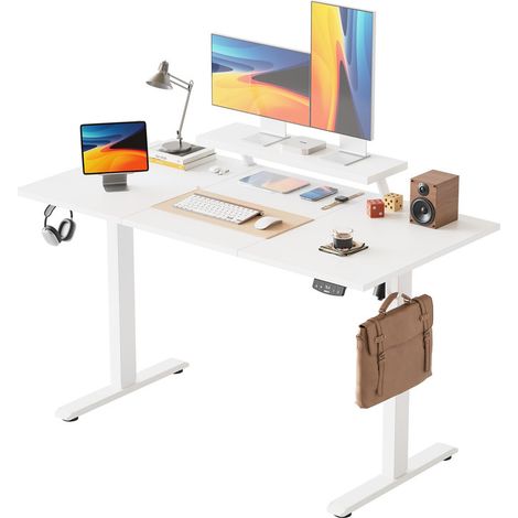 Electric Standing Desk with Movable Monitor Stand, Height Adjustable Desk with 2 Memory Buttons, for Home Office (1/5)