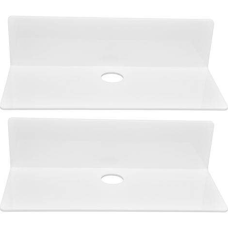 Lot de 2 étagères murales en acrylique haute résistance, sans perforation, pour haut-parleur ou horloge. (1/5)