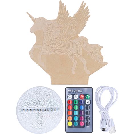 Veilleuse 3D LED 16 couleurs, lampe de table à illusion d'optique, décoration pour chambre d'enfant, cadeau de Noël Kx-72 (1/5)