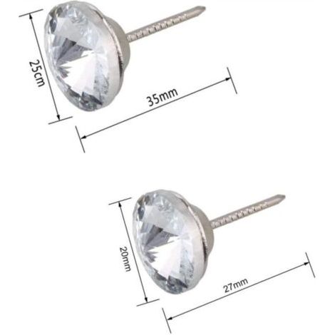 NALOOKAMIC Lot de 60 clous décoratifs en cristal 20mm (30pcs) 25mm (30pcs) Clous d'ameublement 2 styles Clous d'ameublement pour canapé, tête de lit, décoration murale (1/3)