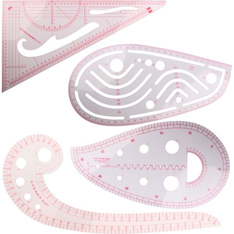 Regle Couture,Ensemble de règles de couture 4 pièces,idéal pour la couture, la couture, le bricolage - Outils de conception en plastique flexible (1/4)