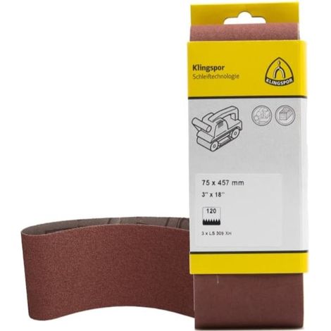 Klingspor LS 309 XH Hobbänder, 75 x 480 mm Korn 120 F5, SB-verpackt im Reiter (1/2)
