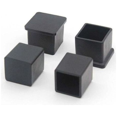 Lot de 10 Embouts de Pieds de Chaise Carrés en Caoutchouc Antidérapant 20x20 mm Noir (1/5)