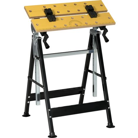 Banco de trabajo ajustable 4 clavijas giratorias tablero ángulo y distancia regulable 102x78x28 cm