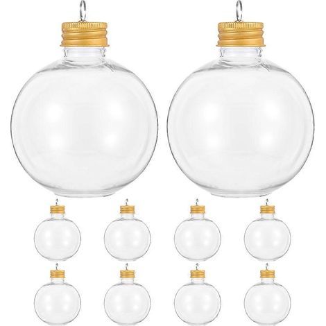 10 befüllbare Weihnachtskugeln in Form von Wasserflaschen oder Kugeln für Süßigkeiten. – 7,20 x 6,00 x 6,00 cm – Gold (1/4)
