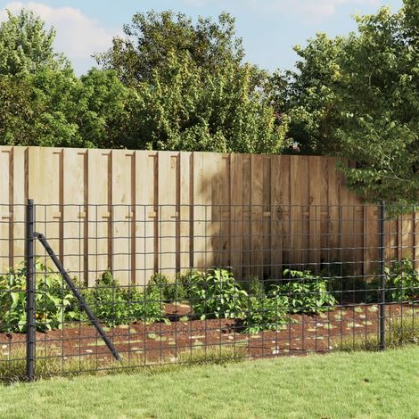 Clôture en grillage à mailles losangées avec fourreaux de sol, anthracite, 1 x 25 m