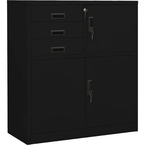 vidaXL Armoire de bureau Noir 90x40x102 cm Acier (1/5)