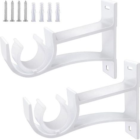 Lot de 2 supports de tringle à rideaux robustes en métal blanc de 25 mm pour tringles à rideaux de 25 à 30 mm (1/5)