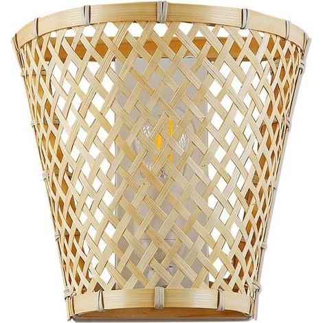 Applique murale en osier – Design boho chic – Dimensions 200x130x200mm – Tension 220-240V – Compatible ampoule E27 (1/5)