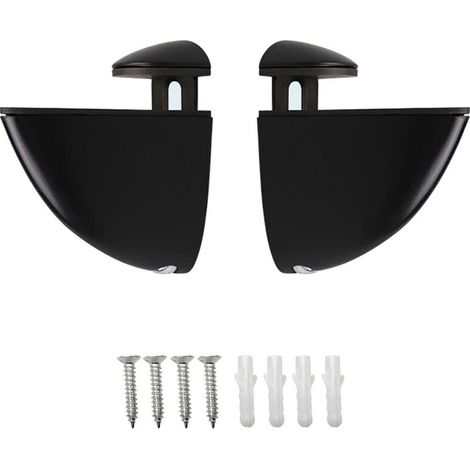 2 Pièces Support D'étagère en Verre, Clips Verre, Supports D'étagère en Verre Réglables pour étagères en Verre et Bois 2-21 MM, Surface Polie Noire avec vis de Montage (1/5)