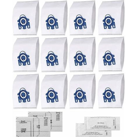 Sacs pour aspirateur Miele HyClean 3D FJM – Lot de 12 – Comprend le moteur et le filtre d'échappement (1/5)