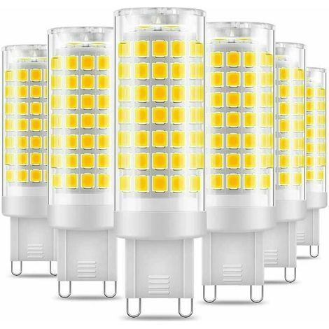 Lot de 6 ampoules LED G9, sans scintillement, 7 W, blanc froid 6000 K, 650 lm, équivalent à 60 W halogène à économie d'énergie, angle de 360 degrés, AC220-240 V (1/4)