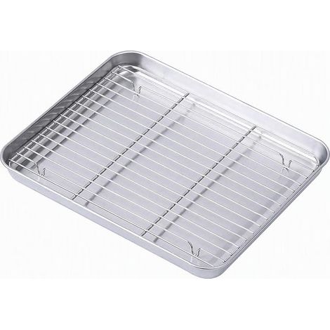 Plaque de Cuisson en Acier Inoxydable, Plaque de Cuisson, Plaque de Cuisson, Plaque à Biscuits avec Grille de Refroidissement, Plaque de Cuisson avec Support (1/5)