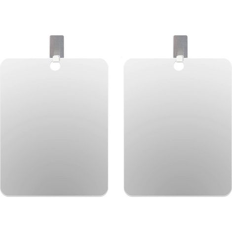 Lot de 2 miroirs de douche antibuée pour le rasage, incassables, en verre organique de luxe, petit format. (1/5)