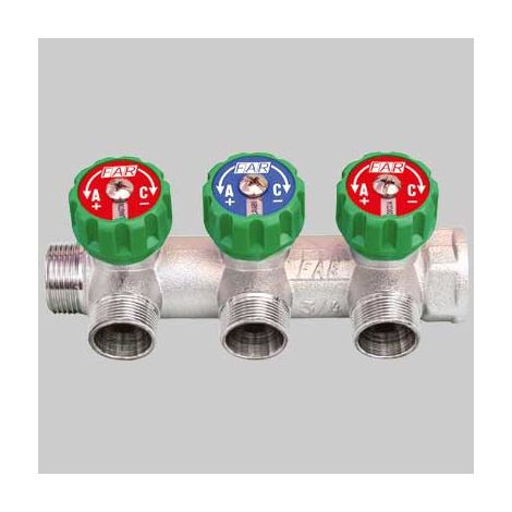 COLLETTORE MULTI FAR 3/4 CON RUBINETTI  2 Vie  Int.45     FAR