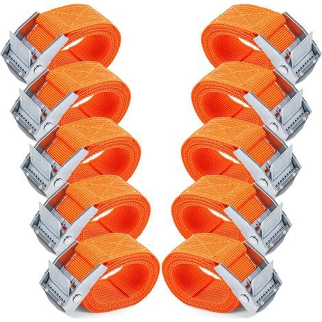 GROOFOO 1M Spanngurte – 10 Stück Ratschengurte mit Klemmschnallen, rostfreie Legierung, verstellbare Schnellspanngurte zum Transport von Fahrrädern, Motorrädern und Gepäck – Orange (1/5)