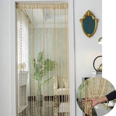 ZHIJIA PREMIUM 1 rideau de séparation intérieur doré en polyester, installation sans perçage, dimensions 1x2m pour la décoration et l'aménagement intérieur (1/5)