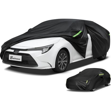 Housse de voiture de luxe imperméable et respirante, housse de voiture complète, résistante à la pluie, au soleil et à la poussière, avec fermeture éclair et coton (450 à 470 cm) (1/5)