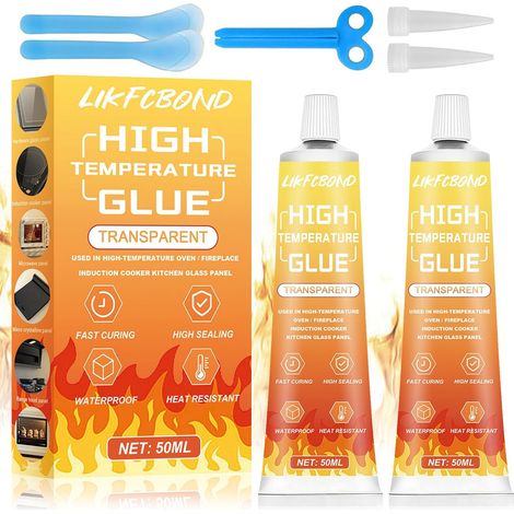 Colle Haute Température, Silicone Haute Température, Colle à Four, Mastic Transparent Réfractaire pour Cheminées, Fours, Plaques de Protection Thermique, 2 Pièces, 50ML (1/5)