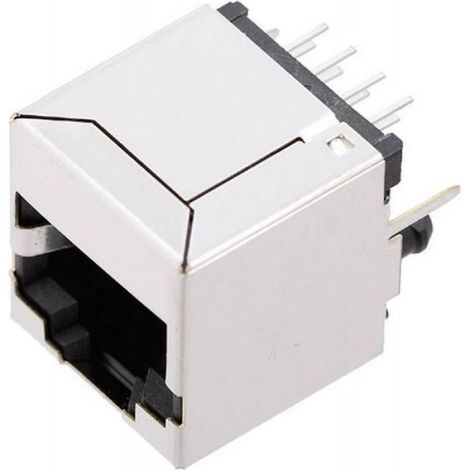 Connecteur RJ45 - Embase Femelle Verticale - Connexion Pin À Souder - Alliage Cuivre Doré - CAT 5e - 1 Pièce