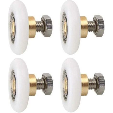 Pair Ensoleille – Lot de 4 roulettes porte de douche 23 mm – Nylon avec mandrin en cuivre – Installation facile avec vis M4 – Pour portes coulissantes en verre (1/5)