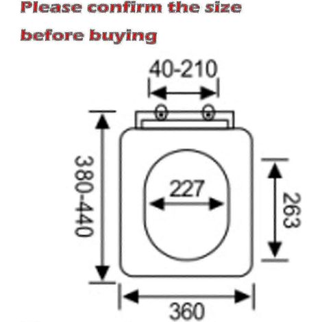 Abattant de toilette carré robuste, charnière à fermeture douce et dégagement rapide, fixation supérieure, construction durable (1/4)