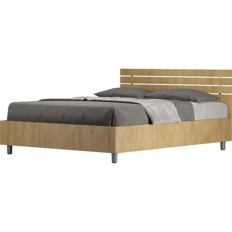 Letto Matrimoniale Francese 140x200 cm Senza Rete Testata Doghe Dritta Ankel Quercia Natura (1/5)