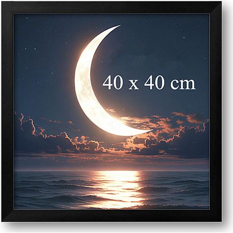 Cadre photo en bois massif, cadre photo en bois noir avec plexiglas, 40 x 40 cm / 16 x 16 pouces pour images, photos, peintures à l'huile et toiles, style Art Déco (1-Pack) (1/5)