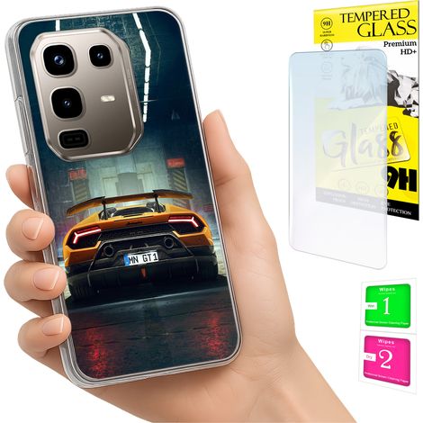 Custodia per Infinix Note 50 Pro 4G, cover posteriore con vetro 9H. (1/5)