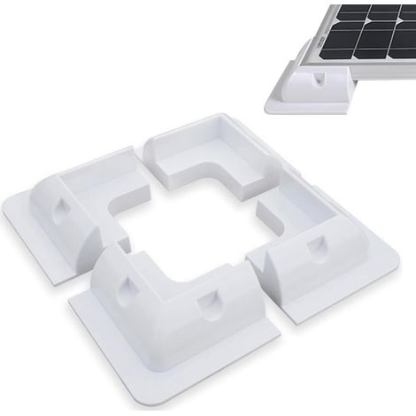 Lot de 4 supports de panneau solaire en ABS - Kit de montage solaire ABS - Idéal pour camping-car, caravane, bateau (2 ailerons d'angle, blanc) (1/5)