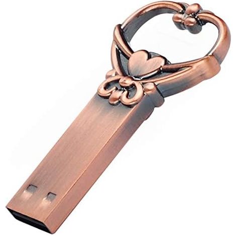Memoria USB con forma de corazón, estilo retro, llavero, almacenamiento de datos, regalo de aniversario de bodas (1/5)