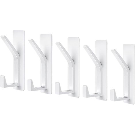 5 pcs accroche-serviette adhésif mural, sans perçage, pour salle de bain, cuisine ou salon, blanc