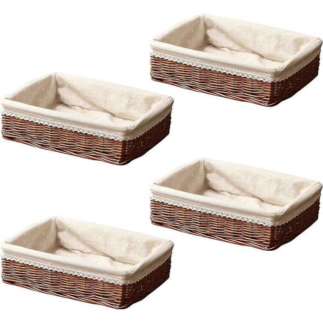 Lot de 4 paniers de rangement en osier faits main, paniers à pain, paniers à fruits (1/5)