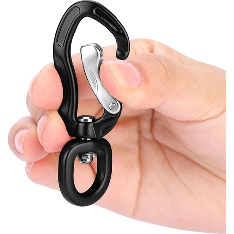 Mousqueton d’escalade en aluminium sécurisé, boucle en D multifonction pour randonnée et alpinisme noir