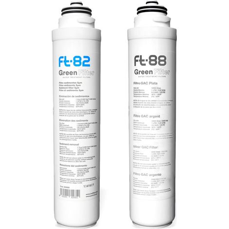 Set Mit 2 Filterkartuschen Für Duo- Und Trio-untertischfilterkartuschen Ft82 Sedimentfilter Ft88 Hochbeständige Aktivkohle (1/4)