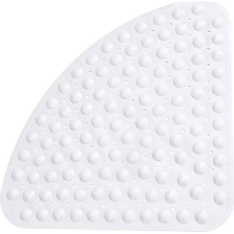 Tapis douche antidérapant antibactérien anti-moisissure, quart de cercle 54×54 cm, ventouses Label (1/3)