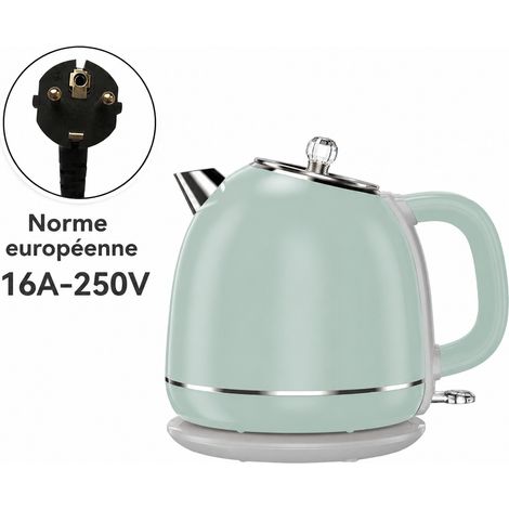 Bouilloire électrique vintage 1,7 L inox 304 double paroi vert clair prise UE vert clair réf 1919 23 × 25 × 19 cm 1,3 kg – Livraison gratuite