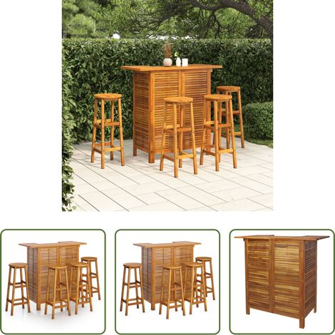 Akazienholz - 5-tlg. Gartenbar-Set Massivholz Akazie (1/5)