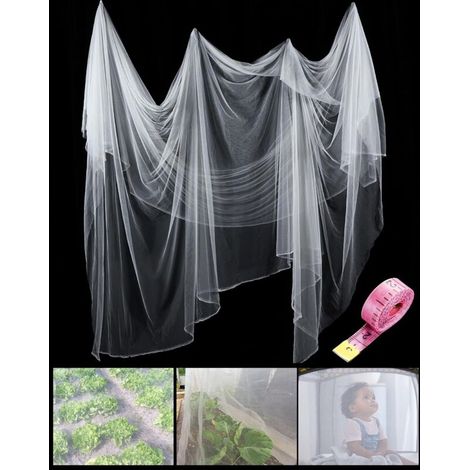 Garden Mosquito Net, Protective Net Against Flies, Birds, Hunting and Blind Plants (White, 3 x 10 m)