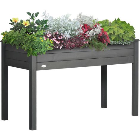 Jardinière sur pieds potager inserts d'irrigation + feutre de drainage sapin gris