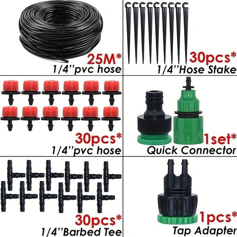 Kit d'irrigation goutte-à-goutte automatique 25m système brumisation jardin arrosage jardinières balcon (1/5)
