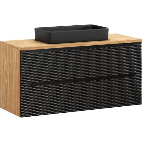 Waschtisch 120cm Elora mit 2 Schubladen, Schwarz und Holzoptik (1/5)