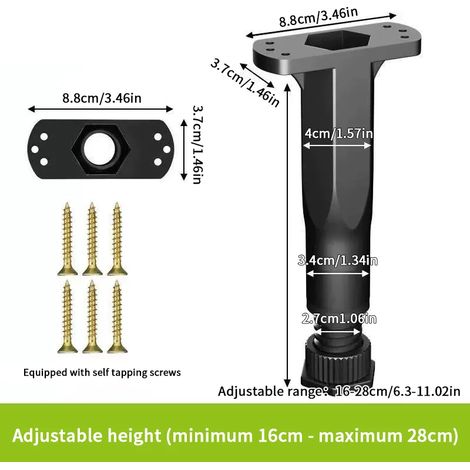 (B) Support de poutre de lit télescopique réglable, pied de canapé en plastique renforcé, support de charge inférieur pour meubles (1/5)