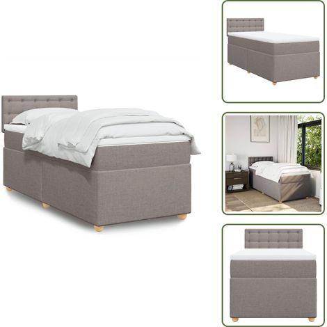 Sommier à lattes de lit avec matelas Taupe 90x190 cm Tissu - Lit Double - Literie - Chambre À Coucher - Matelas À Ressorts Ensachés - Surmatelas (1/5)
